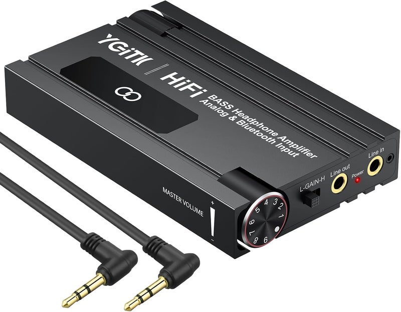 YGiTK Professional 16-600Ω Bluetooth Headphone Amplifier with Bass Boost,3.5mm Portable HiFi Earphone Amplifiers,Gain Switch Bass Volume Adjust & Aluminum Case,Rechargeble Headphone Amp for Laptop - Image 1